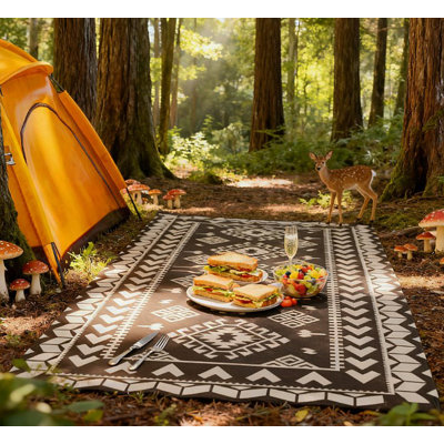 Tapis d'extérieur pour le patio pour la décoration, tapis de camping extérieur portable, tapis réversible, pour l'intérieur et l'extérieur