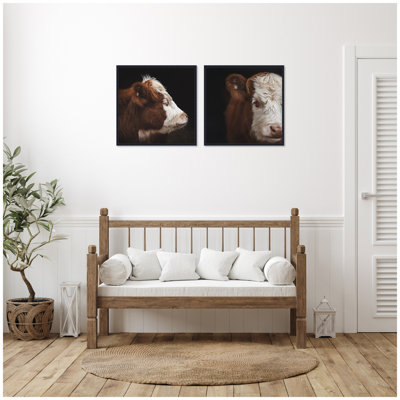 Cow Close 2 Piece Framed Canvas Wall Art Set by Emiko and Mark Franzen F2 Images