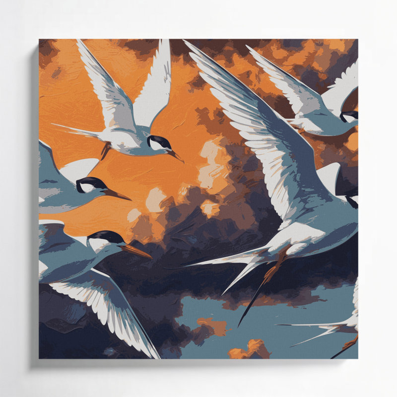 Oiseaux, art mural sur toile mauve caspienne, H 12 po x l 12 po