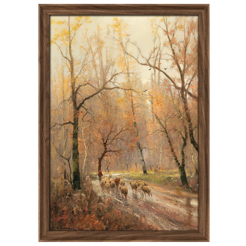 Art mural vintage rétro encadré pour chambre à coucher - 26 po x 36 po brun, Reproduction encadrée sans passe-partout