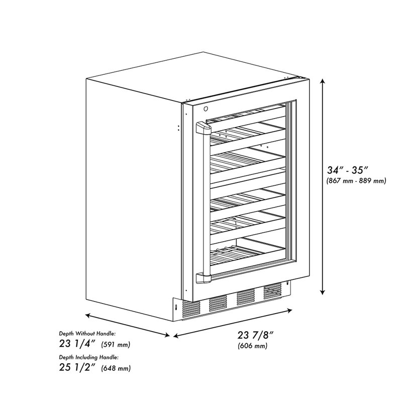 ZLINE Autograph 24 in. Touchstone Dual Zone Wine Cooler with Black Steel Door & Bronze Helix Handle, Champagne Bronze