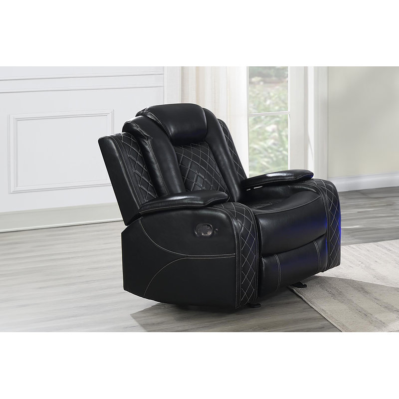 Fauteuil inclinable et oscillant Gracey, Mélange de polyester noir, Manuel - levier / poignée