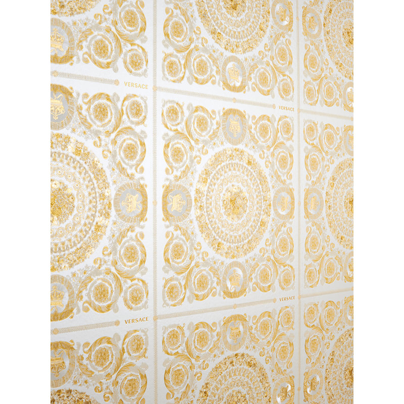 10.05m x 70cm Wallpaper Roll, Beige/Metallic/Cream