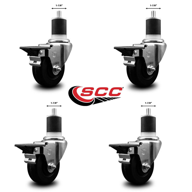 Ensemble de roulettes extensibles pivotantes avec frein Phenolique SCC PLB 3-1 / 2 po x 1-7 / 8 po