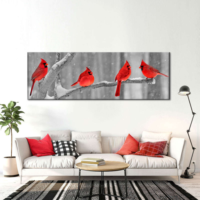 " Cardinal Birds Canvas Print ", 8" H x 24" W x 1" D