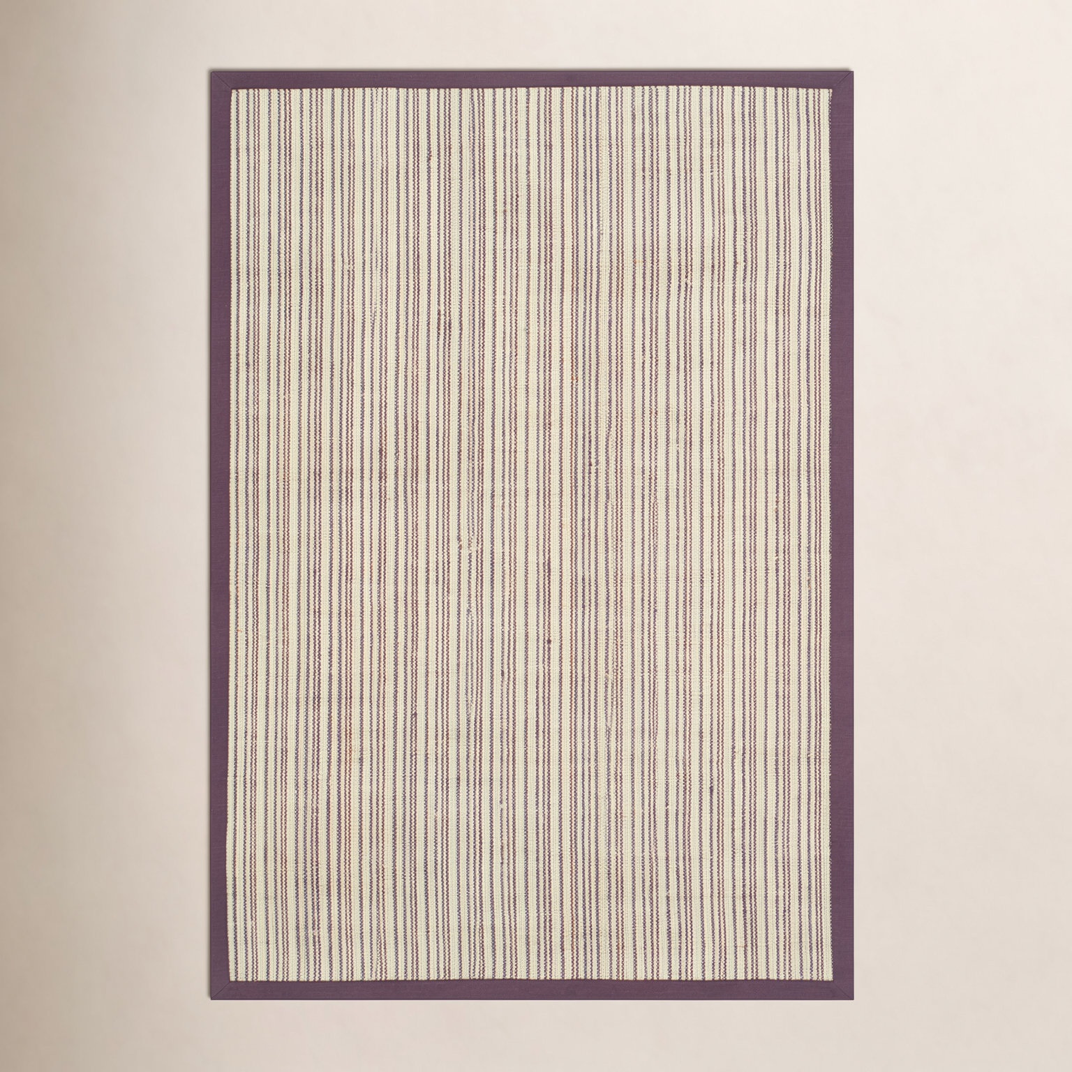 Beige Purple Striped Jute Rug, Rectangle 8' x 10'