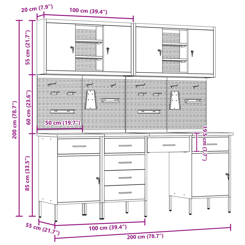 Work Cabinet with Drawer, Black