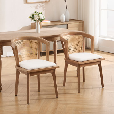 Rustic Dining Chair With Wicker Back And Wide Seat For Dining Room, Parlor