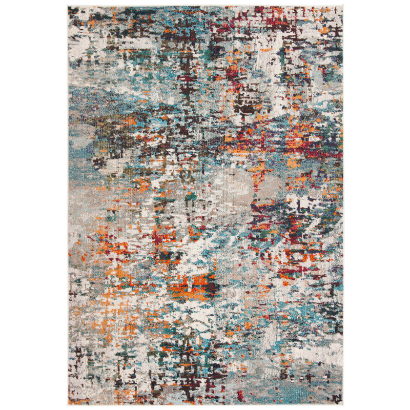 Tapis gris / bleu Gammage, Rectangle 3 pi x 5 pi, Grey/Blue