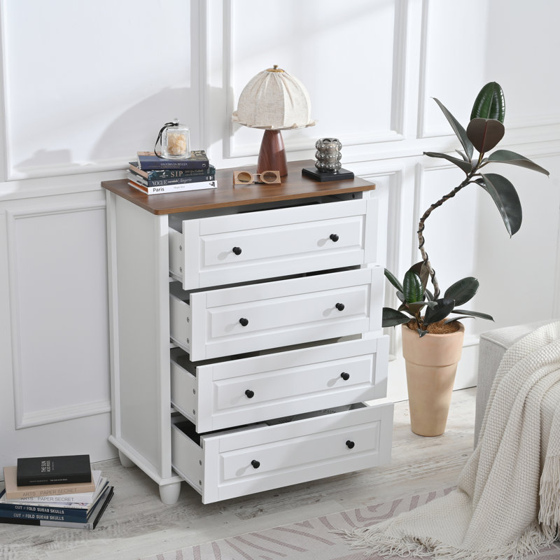 Commode moderne, commode 4 tiroirs, grande armoire de rangement en bois pour le salon, le vestibule, le couloir