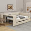 Lit plateforme tapissier pleine grandeur avec tablettes, bureau, station de charge et lit gigogne-1556413733
