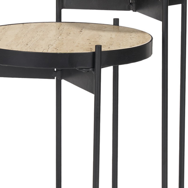  Ensemble moderne de deux tables gigognes en marbre brun et noir
