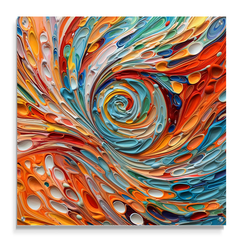 «Kunihiro - Spiral Symphony I», art mural abstrait en spirale en acrylique, H 36 po x l 36 po