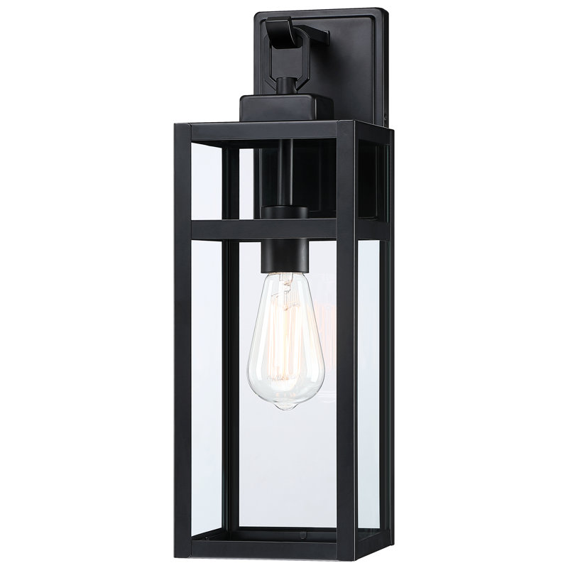 Schlesinger Matte Black Outdoor Wall Lantern, 17.99" H x 5.93" W x 5.93" D