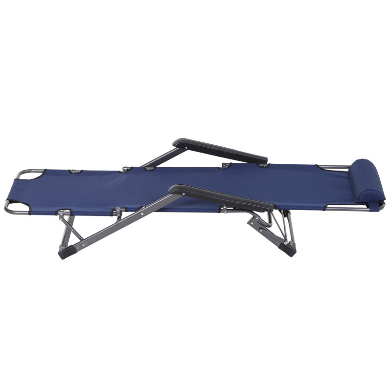 Frates Outdoor Metal Chaise Lounge, Navy Blue