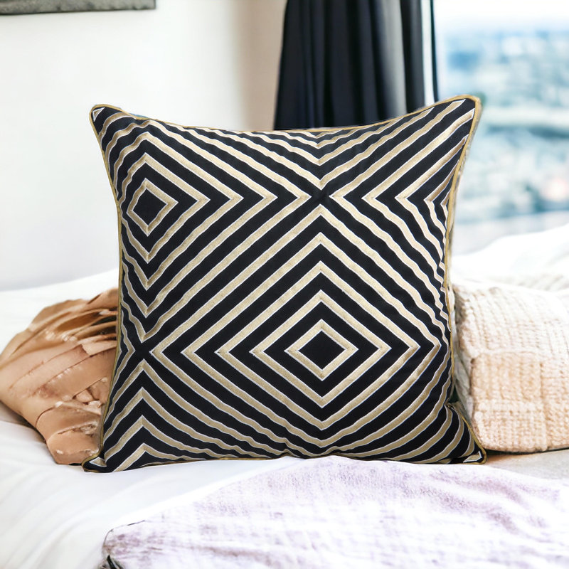 Embroidered Reversible Pillow Cover