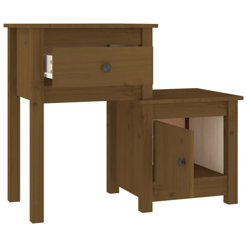 Bedside Cabinet 79,5x38x65,5 cm Solid Wood Pine, Honey Brown, Individual