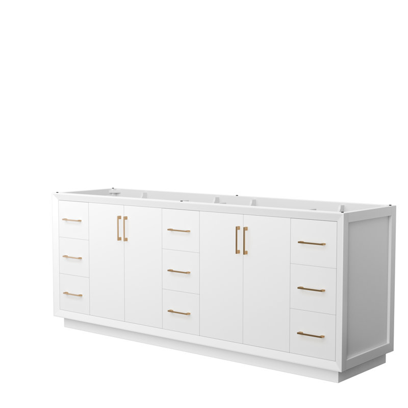 Strada 83.25'' Double Bathroom Vanity Base Only, White/Brown