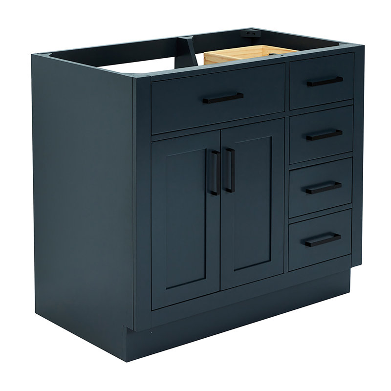 Base de meuble-lavabo simple 36 po Osoria, Bleu minuit, Noir mat