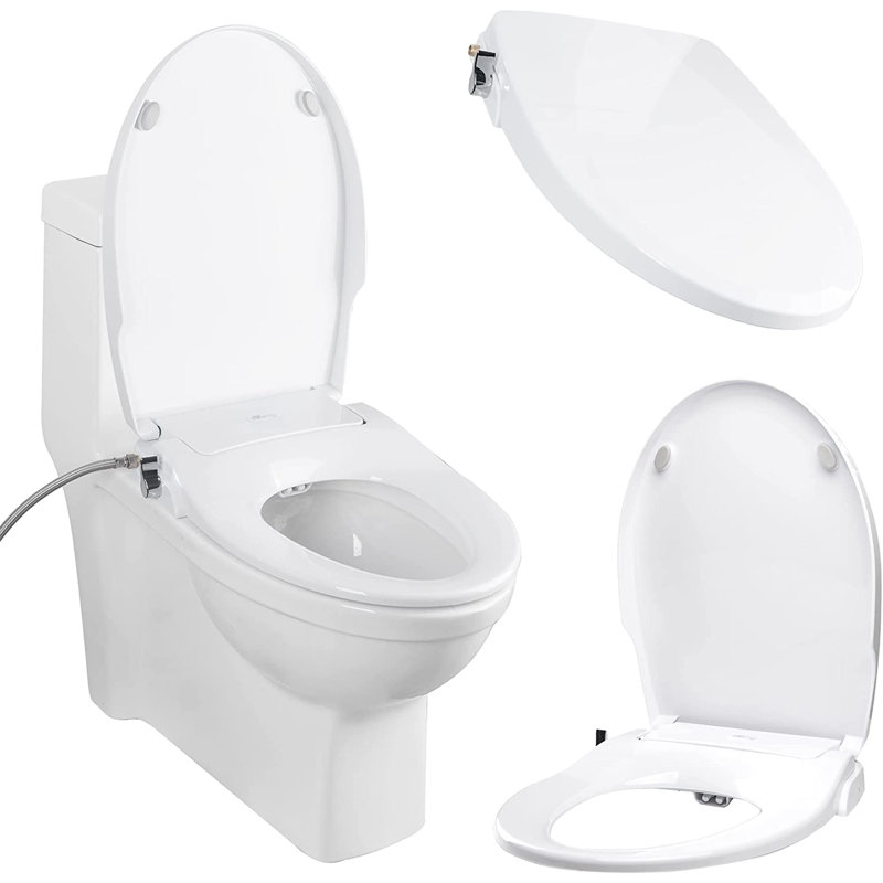 White Slim Zero Round Bidet Toilet Seat with Night Light