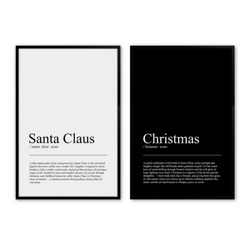 Noir et Noël, ensemble de 2 reproductions d'art, H 15,5 po x l 25 po, Noir satiné