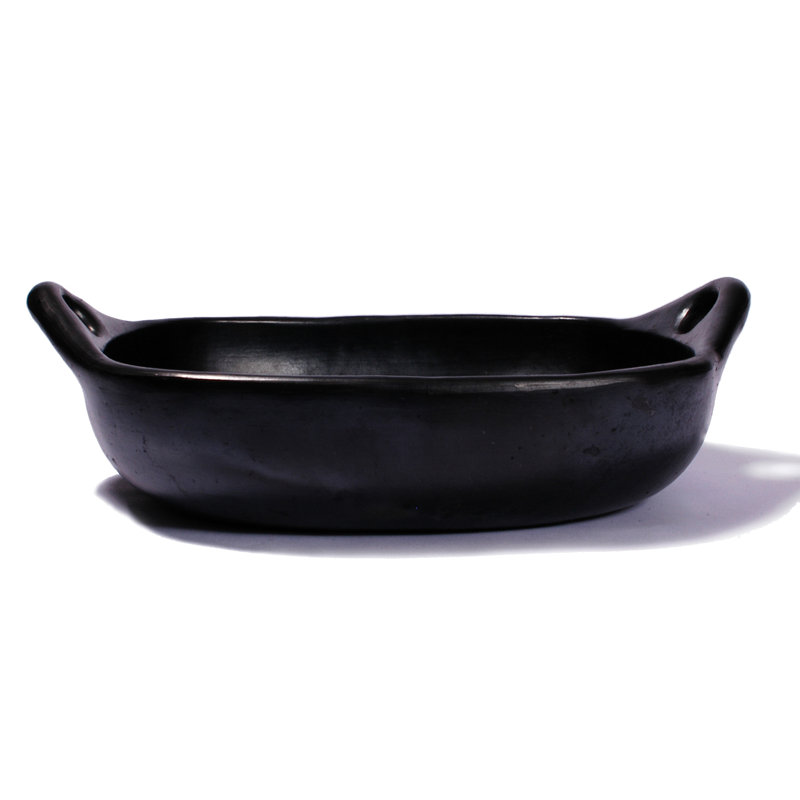 Small Black Clay Square Roasting Pan with Handles