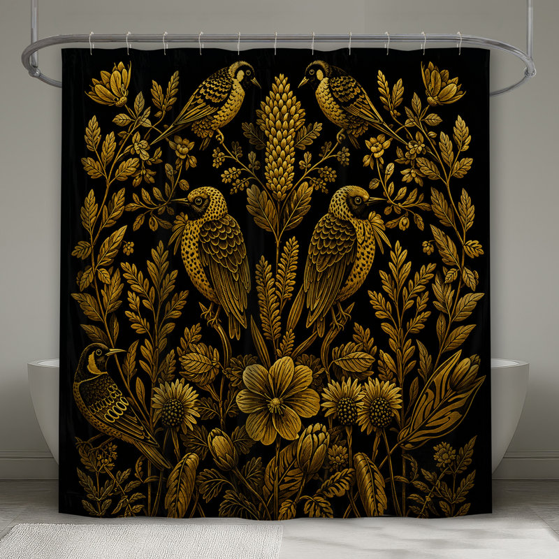 Rideaux de douche Golden Birds Botanical, L 70 po x H 72 po