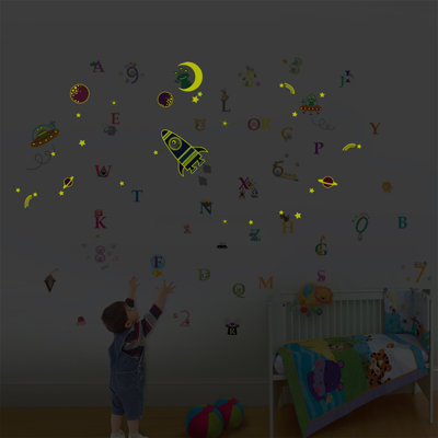 Décalcomanie murale galaxie avec numérotation et alphabets