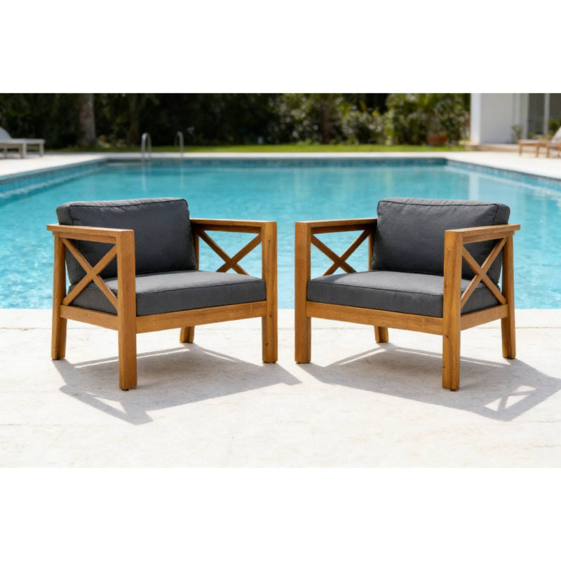 [Ensemble de 2] Fauteuils club d'extérieur rembourrés pour les conversations de patio et les rassemblements de loisirs dans la cour