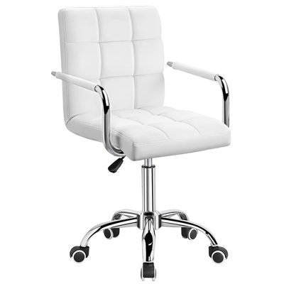Mid-Back Office Task Chair PU Leather Executive Modern Adjustable Home Desk Retro Comfortable Work Chair