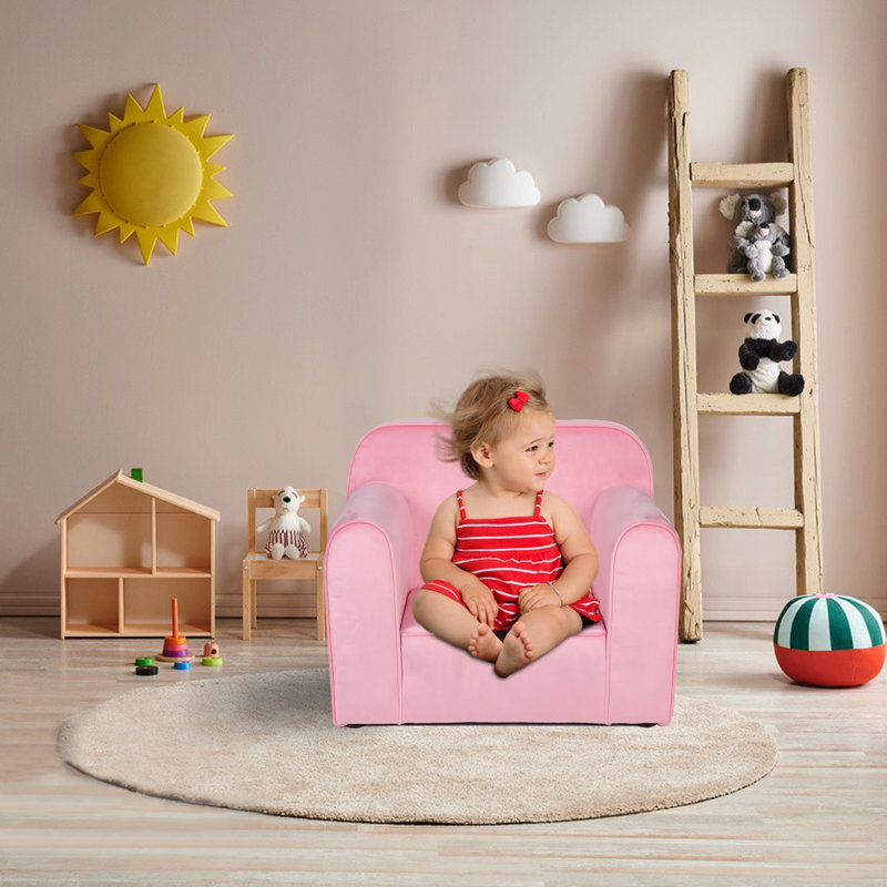 Chaise pour enfants 21,65 po Cao, Velours rose