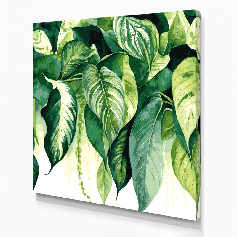 Botanique, art mural beige sur toile de Dieffenbachia, H 8 po x l 8 po