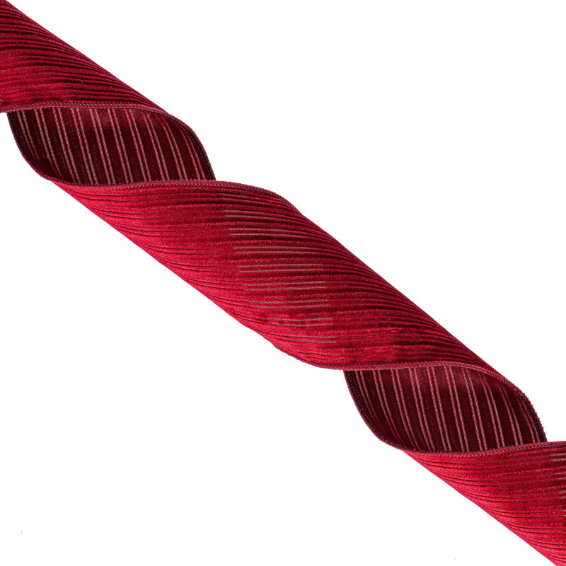 Vickerman 10yd Velvet Lined Satin Back Ribbon., Burgundy, 0.2" H x 360" W x 4" D