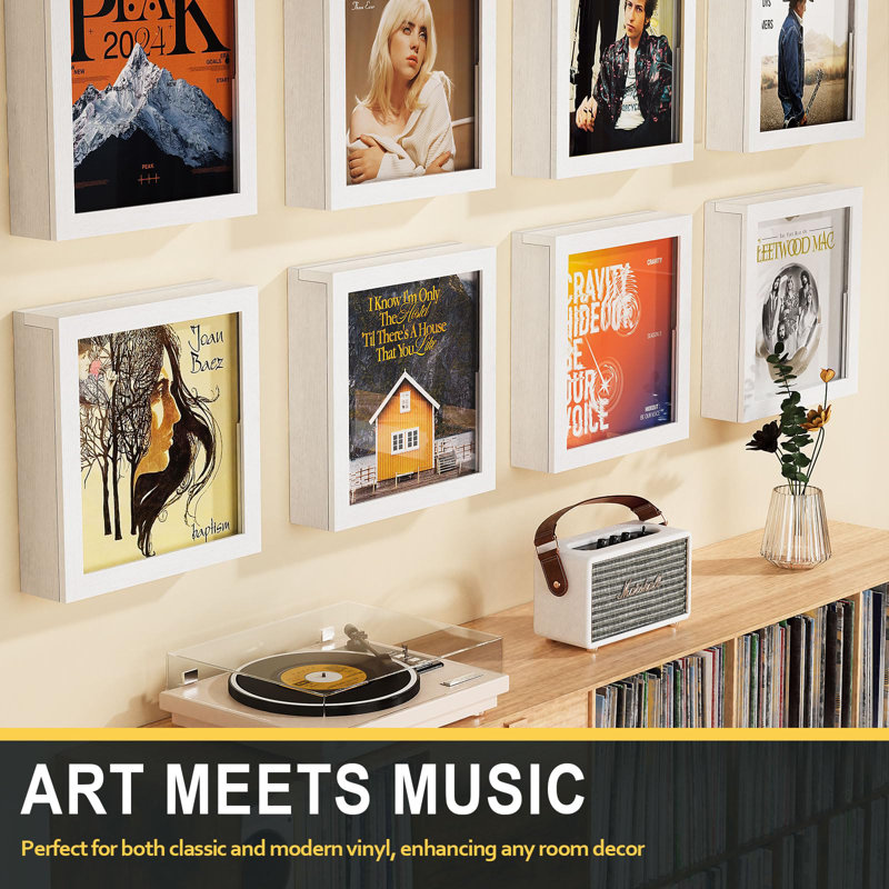 2 Pack Vinyl Record Frame, Album Frames For Display Up To 20 Records For 12x12 Inch Lp Album Cover, White