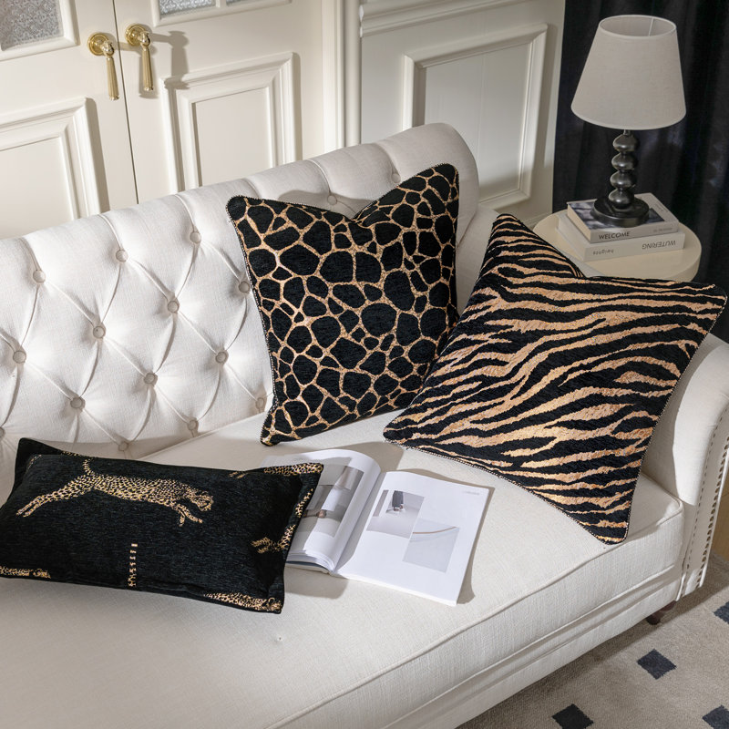 Housse de coussin en chenille 1 pièce à imprimé tigre 20 po x 20 po pour canapé-lit, salon, chambre à coucher