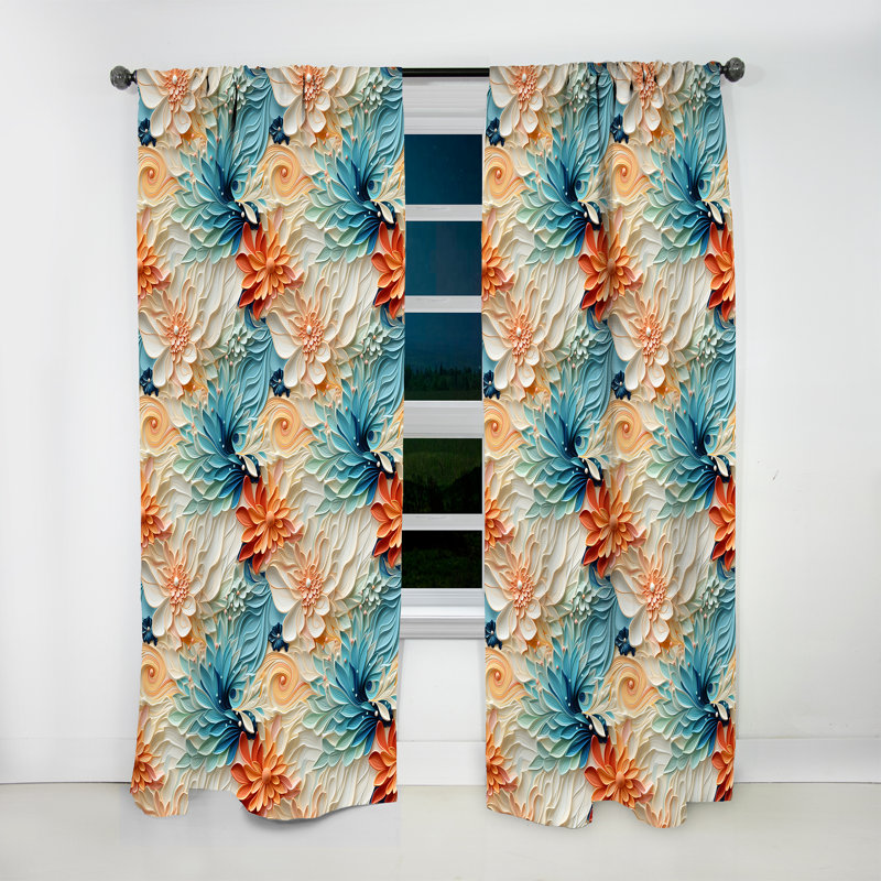 Desert Mirage Paisley Pattern IV - Floral Curtain - Room Darkening Floral Curtain - 1 Panels, 52" W x 63" L