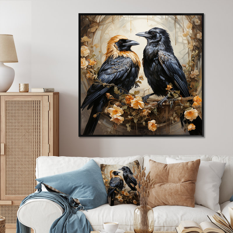 " Crow Golden Regency II ", Black Floater Framed, 24" H x 24" W x 1" D