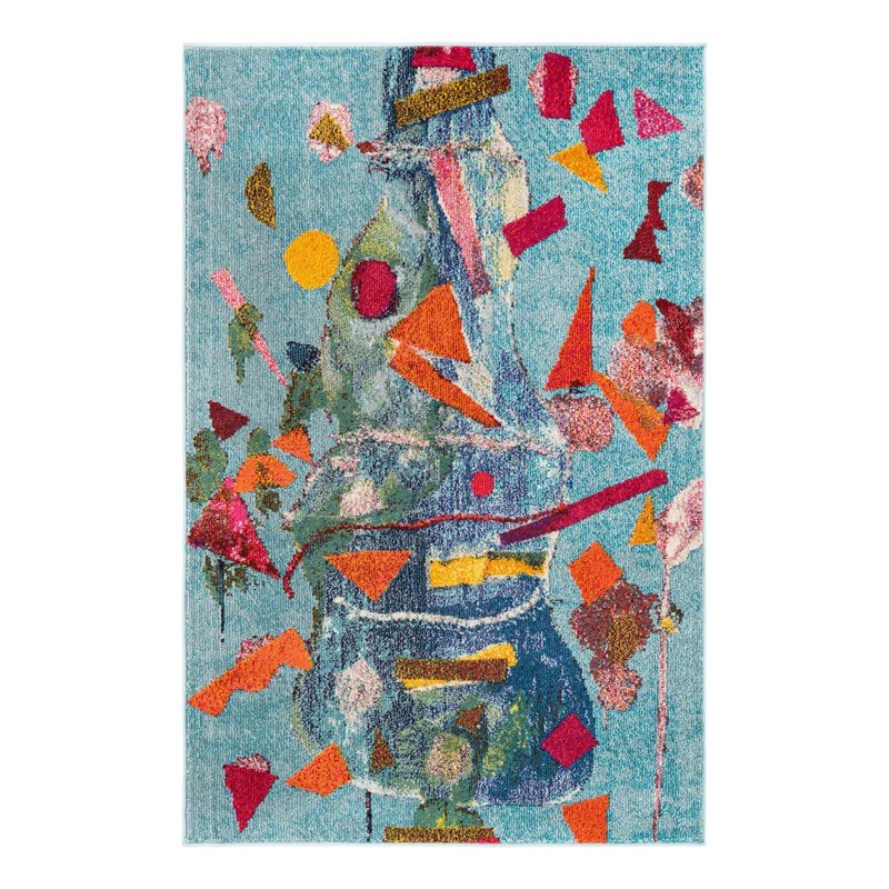 Washable Abstract Indoor Rug, Rectangle 4' x 6'