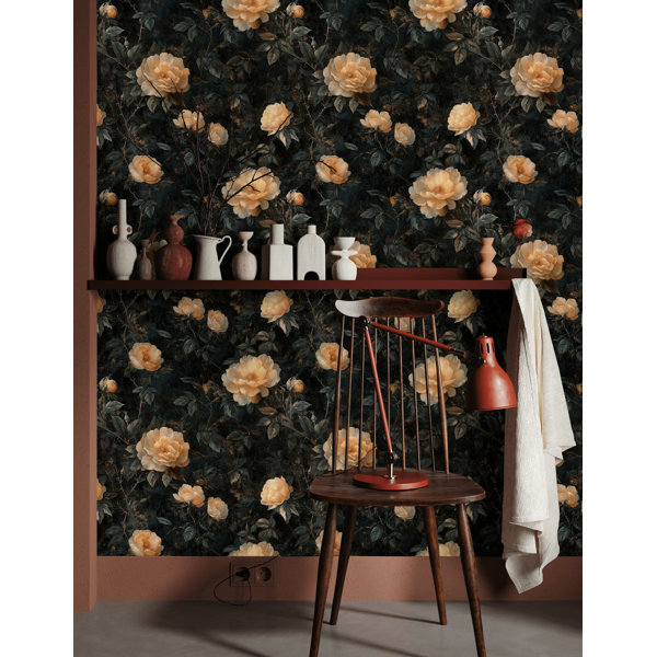 Lark Manor Moody Rose Peel And Stick Wallpaper | Vintage Floral Wall ...