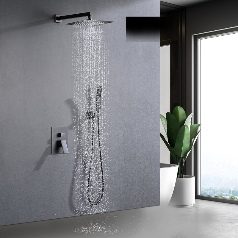 Oil-Rubbed Bronze Wall Mounted Shower System With 10" Rainfall, Handheld Faucets And Self-Cleaning Nozzle Faucet In Rainfall