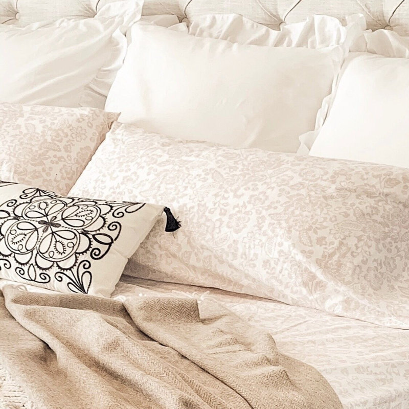 Mae Pink Floral Cotton Percale Queen Sheet Set