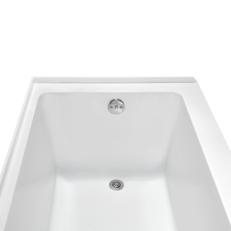 Streamline 60 in. x 32 in. Acrylic Right-Hand Drain Alcove Bathtub in Glossy White With External Drain, Polished Chrome