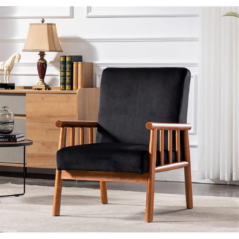Gerame Velvet Armchair, Black