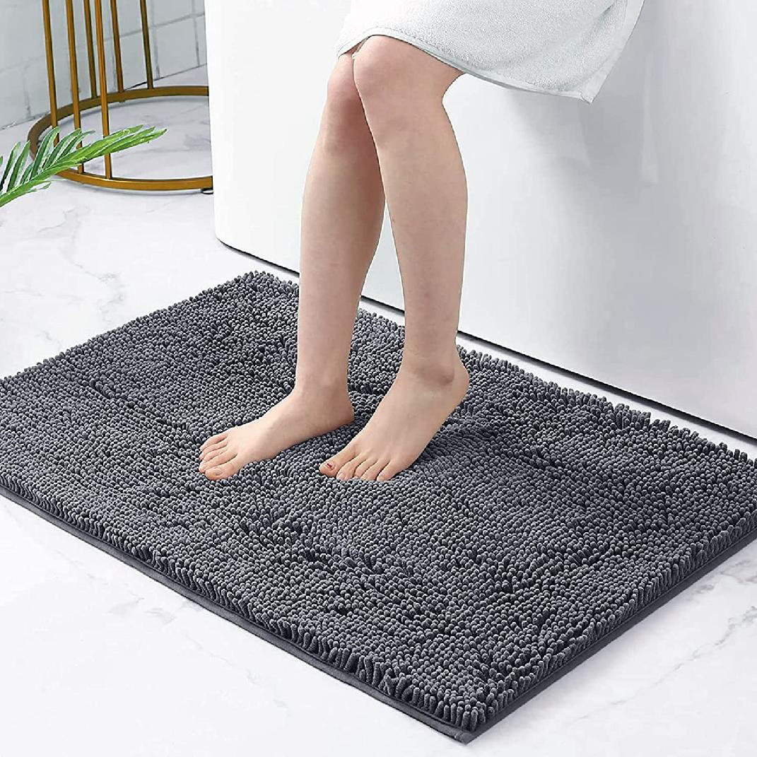 Microfiber Door Mat PVC Polyester Bath Mat Rug Soft Chenille Mat