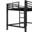 Lit mezzanine double en métal, lit mezzanine avec échelle facile à monter et garde-corps, pas de sommier tapissier nécessaire - noir-1649261390-1649261386