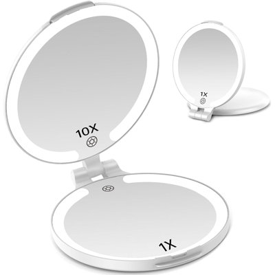 Miroir de maquillage portatif à DEL 10X