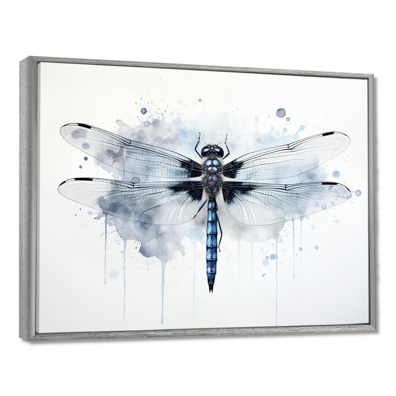 Libellule élégance I - Art mural libellule, H 12 po x l 20 po x P 1 po, Encadrement argenté