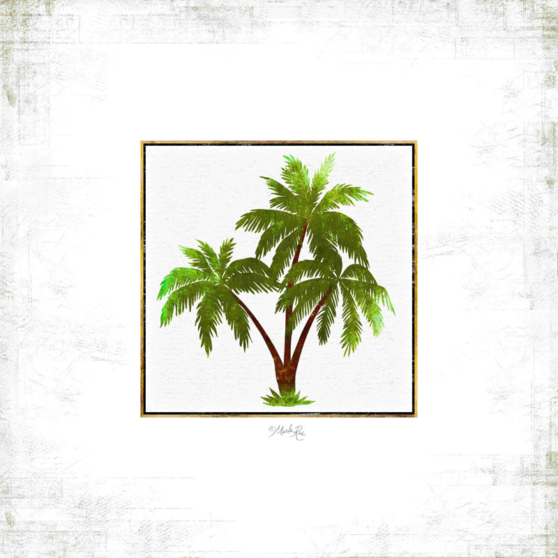 Palmiers - peinture, H 20 po x l 20 po, Toile tendue