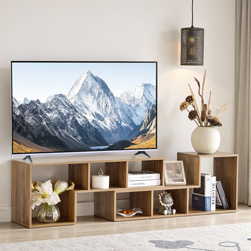 Majlis Customizable Cube Wooden TV Stand with Open Storage, 15.75" H x 80.71" L x 11.8" W, Natural