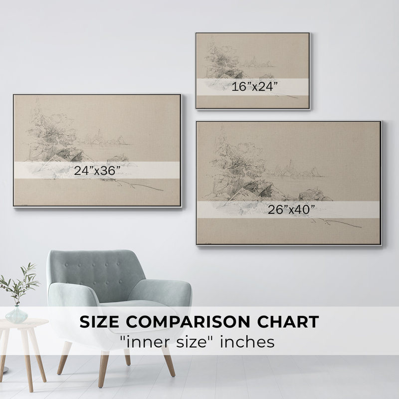 Croquis rétro - Toile tendue avec châssis encadré LXVII, Blanc, H 27 po x l 41 po